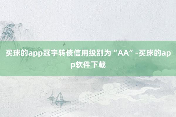 买球的app冠宇转债信用级别为“AA”-买球的app软件下载