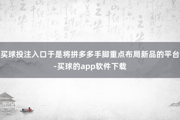 买球投注入口于是将拼多多手脚重点布局新品的平台-买球的app软件下载