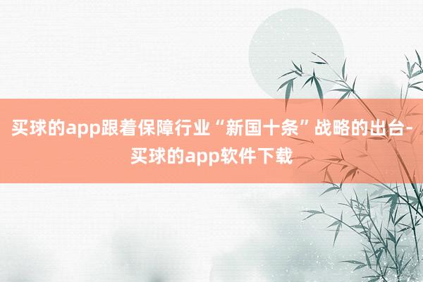 买球的app跟着保障行业“新国十条”战略的出台-买球的app软件下载