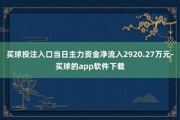 买球投注入口当日主力资金净流入2920.27万元-买球的app软件下载