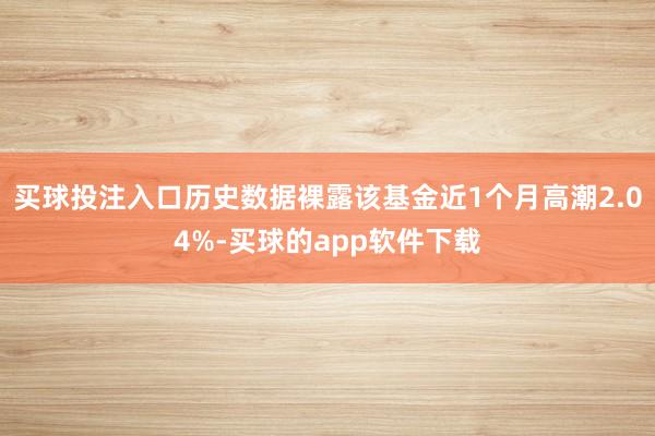 买球投注入口历史数据裸露该基金近1个月高潮2.04%-买球的app软件下载