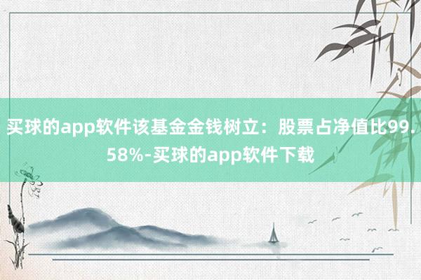 买球的app软件该基金金钱树立：股票占净值比99.58%-买球的app软件下载