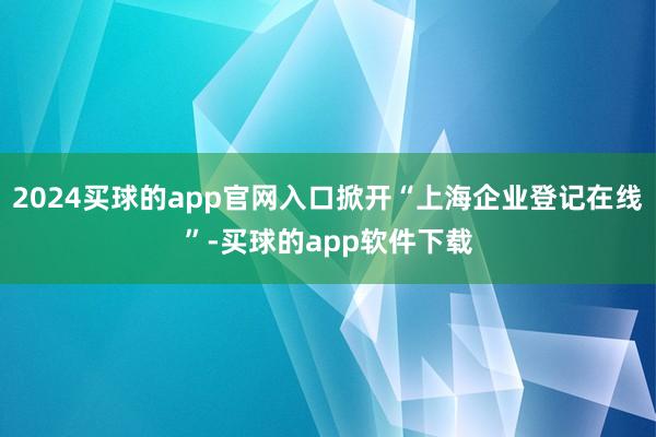 2024买球的app官网入口掀开“上海企业登记在线”-买球的app软件下载